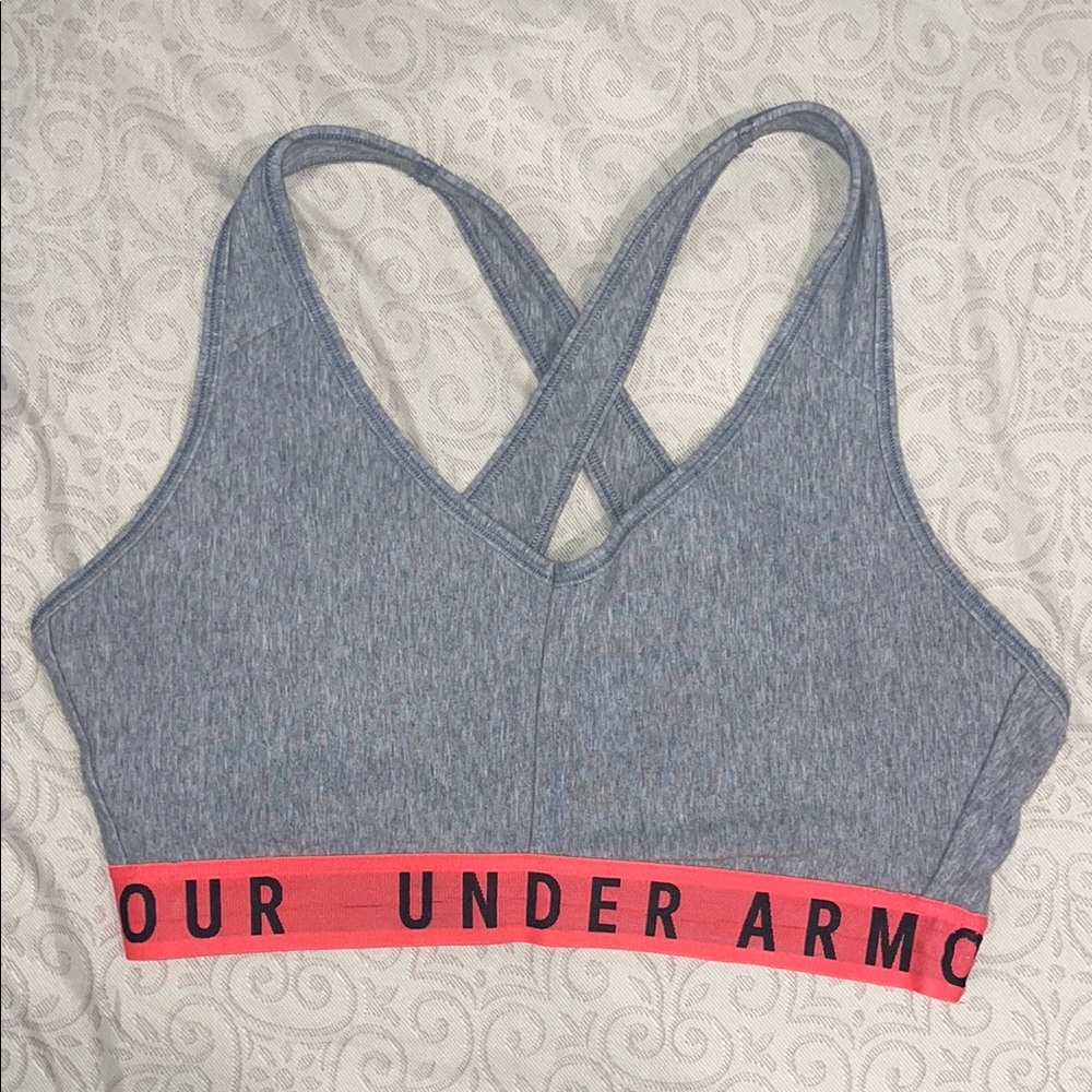 Set of 2 Under Armour Sports Bras Blue and Gray Compression Fit - Picture 2 of 7